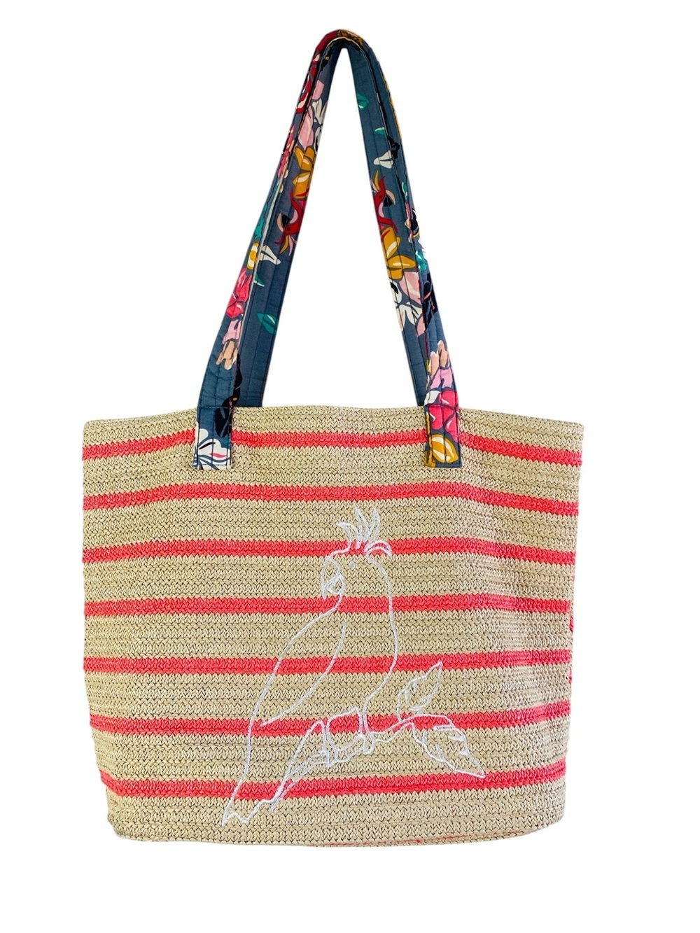 Vera Bradley Coastal Paradise Straw Beach Tote 18” x 12.5” x 7”